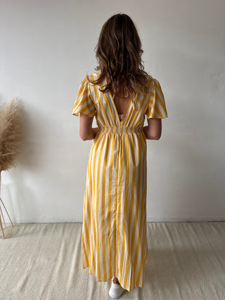 Yellow striped maxi dress