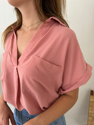 Old pink pocket blouse