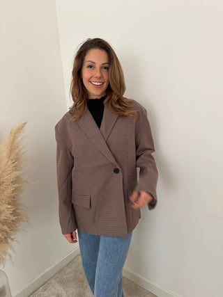 Burgundy checked blazer