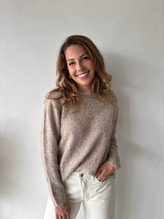 Leopard back detail taupe knit