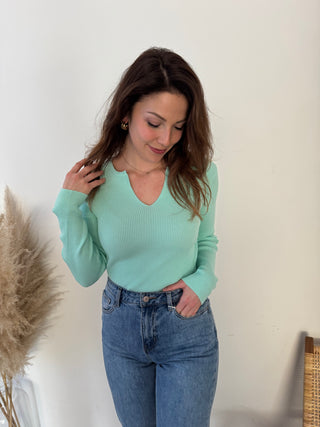 Turquoise ribbed top