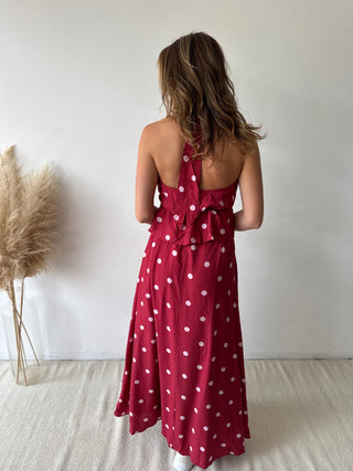 Burgundy polka dots set