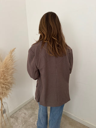 Burgundy checked blazer