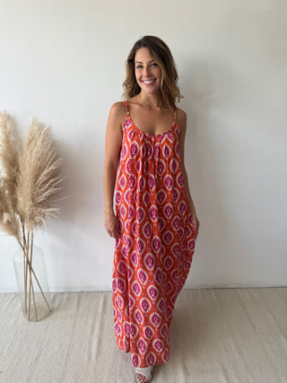 Pink orange flowy dress