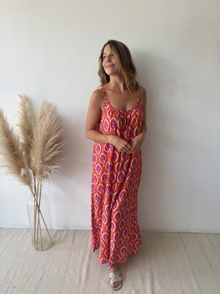 Pink orange flowy dress