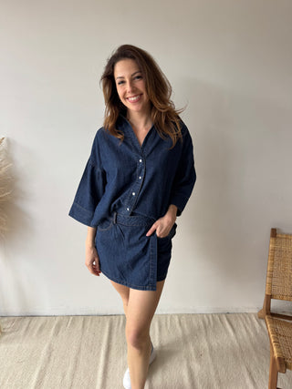Dark blue denim summer set