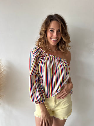 Colorful one shoulder top