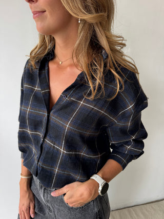 Blue brown checked shirt