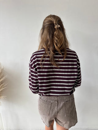 Grey burgundy striped longsleeve
