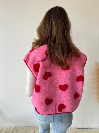 Red hearts fuchsia bodywarmer
