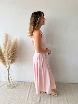 Pink flare maxi dress