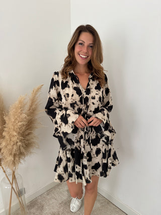 Cow print flowy dress