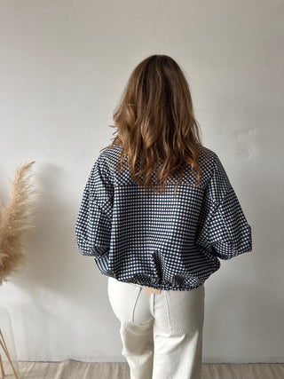 Blue checked zipper jacket