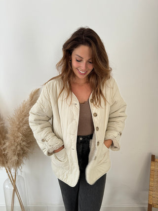 Beige teddy reversible jacket