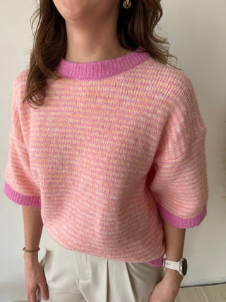 Fuchsia details pink knit
