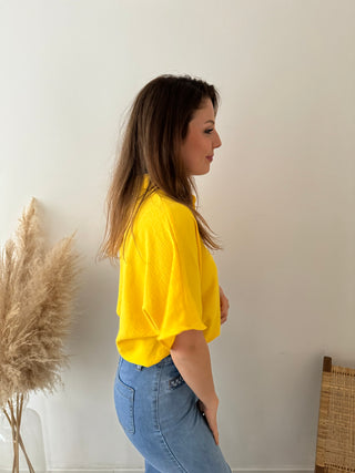 Yellow button loose top