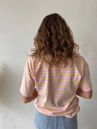 Blue detail pink yellow t-shirt