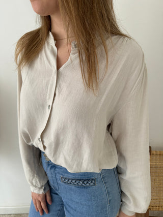 Long sleeves linnen beige blouse