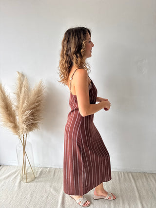 Brown stripes summer dress