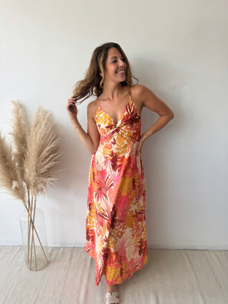 Orange yellow flowered dress