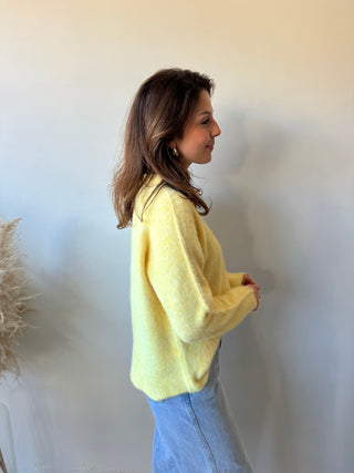 Yellow open back soft knit