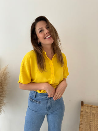Yellow button loose top