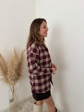 Burgundy checked shirt