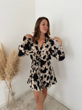Cow print flowy dress