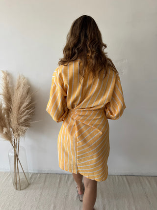 Yellow knot shirt dress