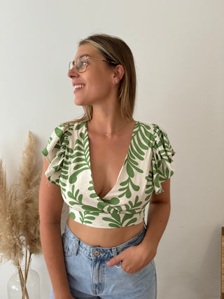 Green leaves crop top