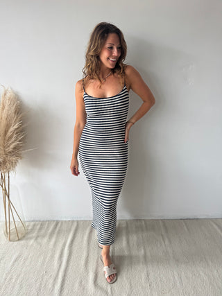 Navy striped bodycon dress