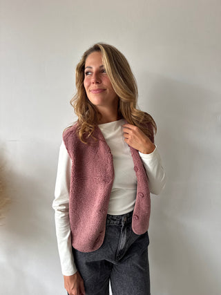 Old pink teddy vest