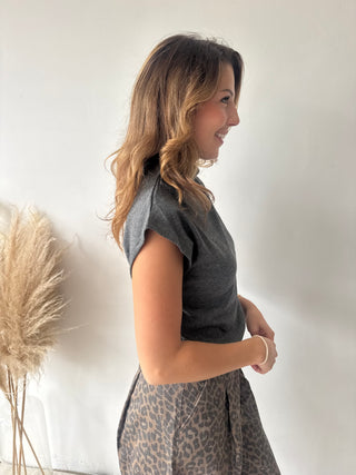 Soft grey turtleneck top