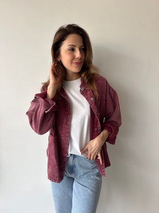 Burgundy denim jacket