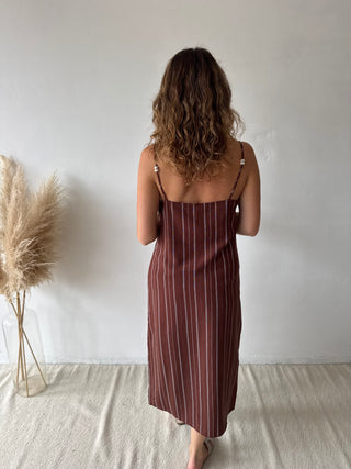 Brown stripes summer dress