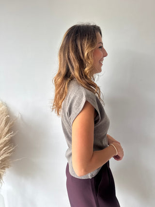 Soft taupe turtleneck top