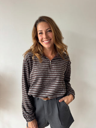 Soft brown grey zipper knit