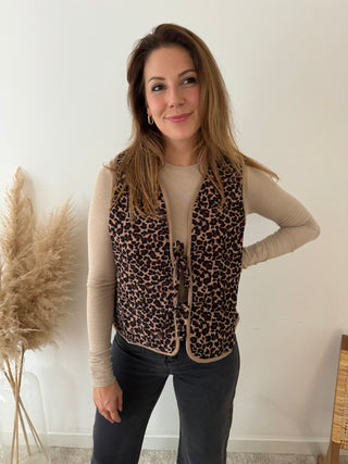 Leopard sleeveless jacket