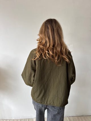 Kaki detail beige reversible jacket