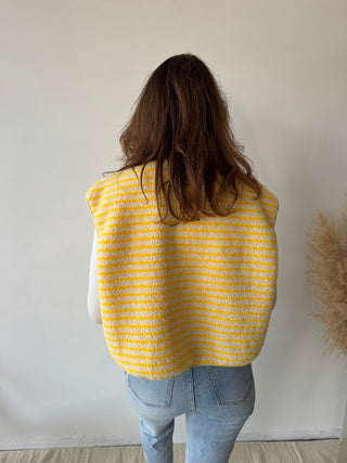 Yellow striped teddy bodywarmer