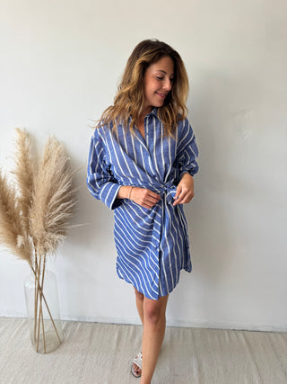 Blue knot shirt dress