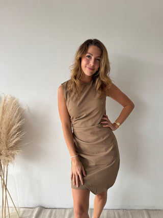 Camel asymmetric dress
