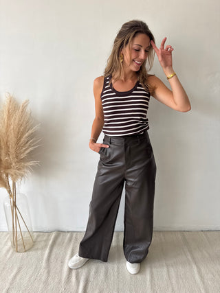 Brown leather pants
