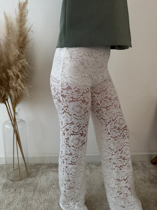 White lace pants