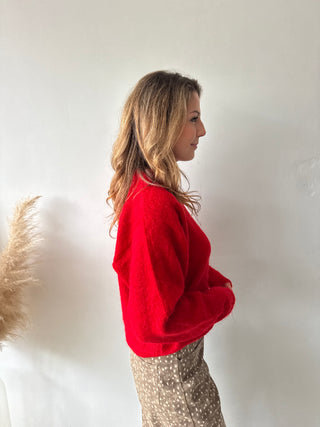 Red cut out knit