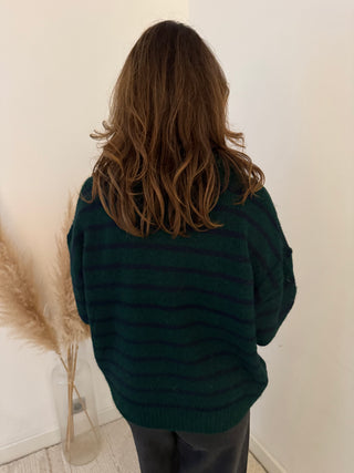 Green navy zipper knit