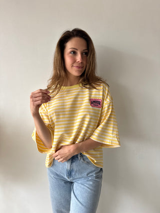 Yellow striped amour t-shirt
