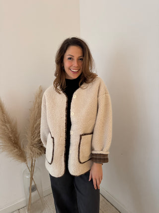 Beige teddy jacket