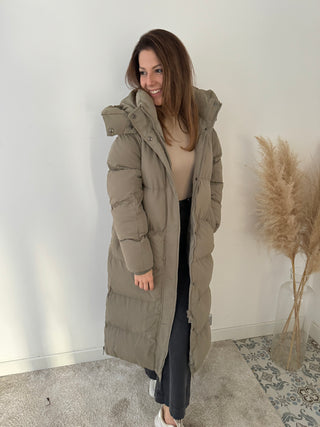 Light kaki puffer coat