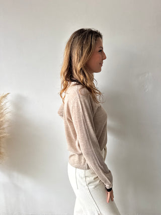 Brown detail taupe longsleeve